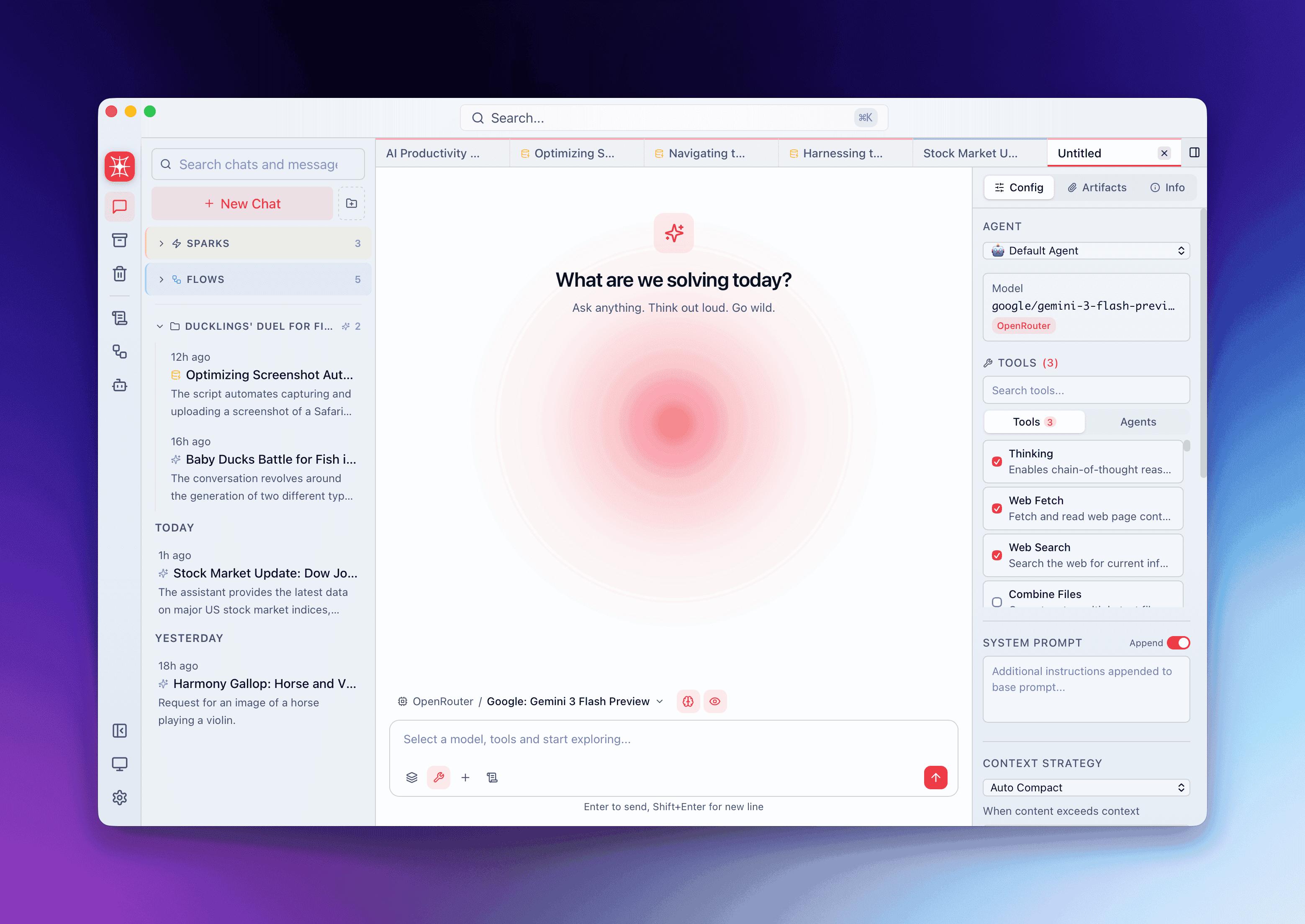 New blank conversation with composer and model picker