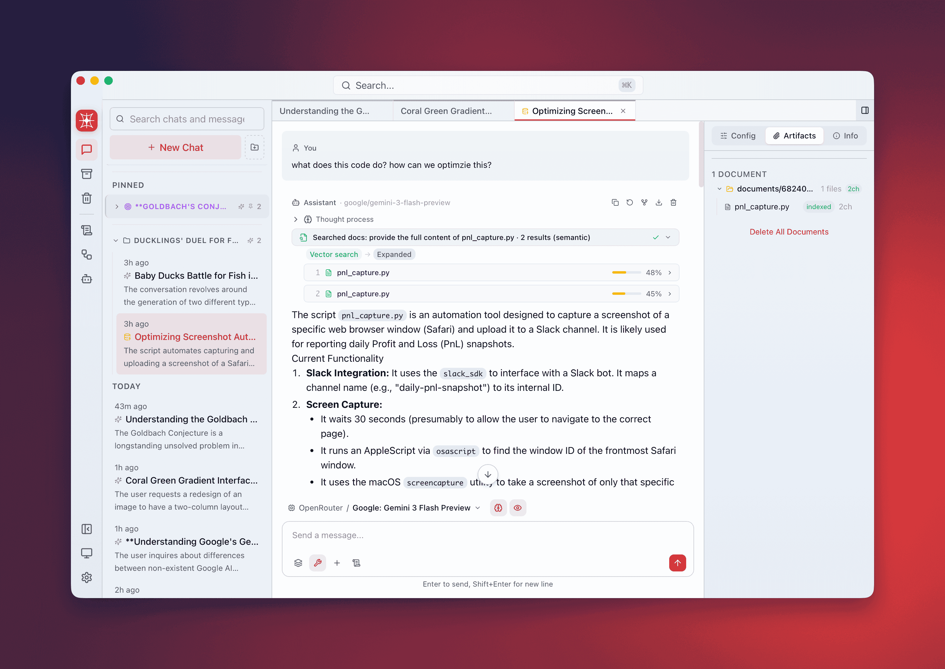 Document search results with relevance scores